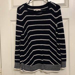 LOFT navy and white striped sweater